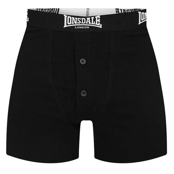 2x Black LONSDALE Men's Boxer Shorts in Box, Size L