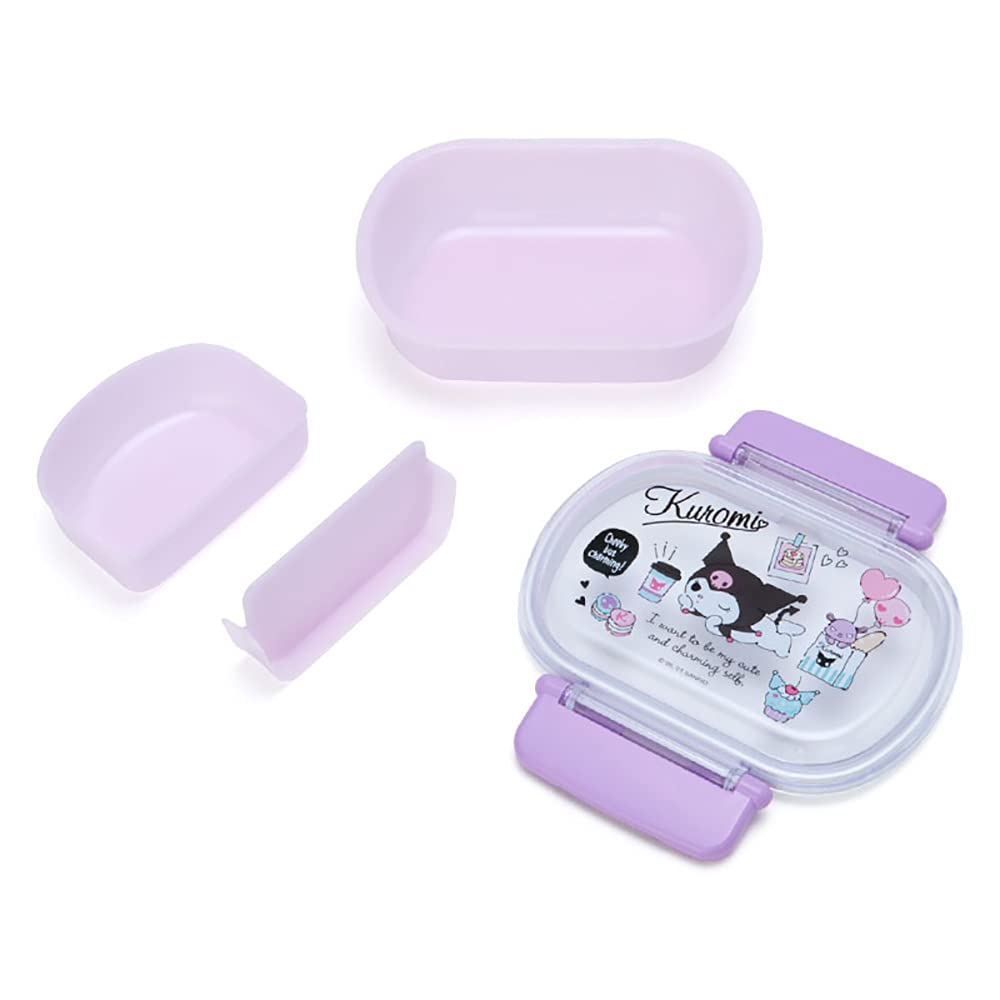 Sanrio Bento and Dish Dryer Includes Name Made in Kuromi 878863 Children's Box, 360ml, Antibacterial, Microwave, Dishwasher, Safe, Sticker, Japan,