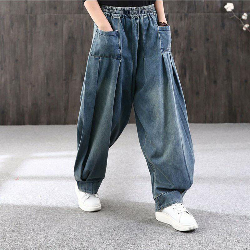 Loose Plus Size Haren Jeans for Women Elastic Waist Versatile Casual Carrot Pants Lantern Pants Trendy Style Spring and Autumn