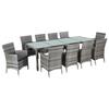 VidaXL Garden Dining Furniture 11pc and Cushions Wicker Resin Grey 43957
