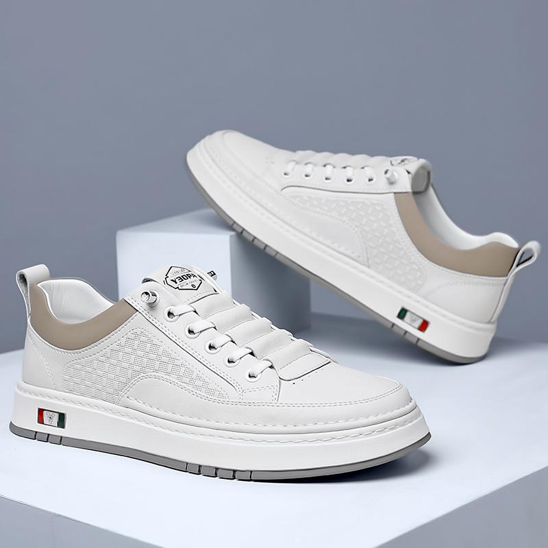 Designer Brand Men's Genuine Leather Casual Shoes Thick Soled Wear-resistant Oxford Shoes Simple Beige Men's Sports Shoes