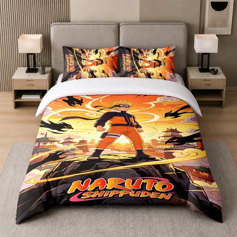 3Pcs Bed Set,Naruto 1 Duvet Cover and 2 Pillowcases, Printed Bedding Decor For Guest Room