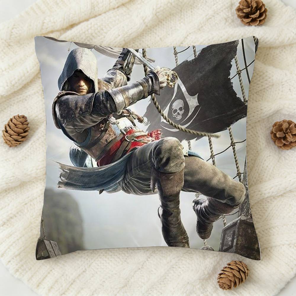 Game A-Assassins C-Creed Double-Sided Printed Square Decorative Cushion Cover For Sofa Living Room Home Decor
