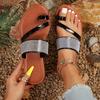 Summer Diamond Word Europe and The United States Large Size Set Finger Flat Sandals Comfortable Beach Casual Women's Shoes