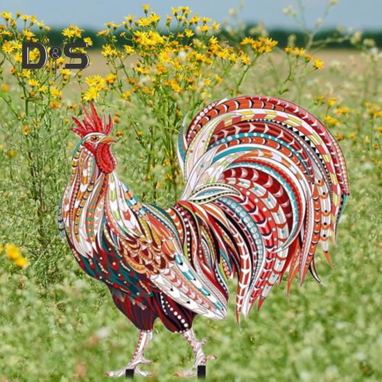 Металлический колышек для сада в виде петуха, устойчивый к погодным условиям, прочный, для наружного использования, патио, двора, газона, реалистичный, железный колышек для петуха, украшение