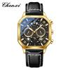 CHENXI Man Watch Multi-functional Skeleton Calendar Luminous Chronograph Leather Strap Quartz Men's Wristwatches New