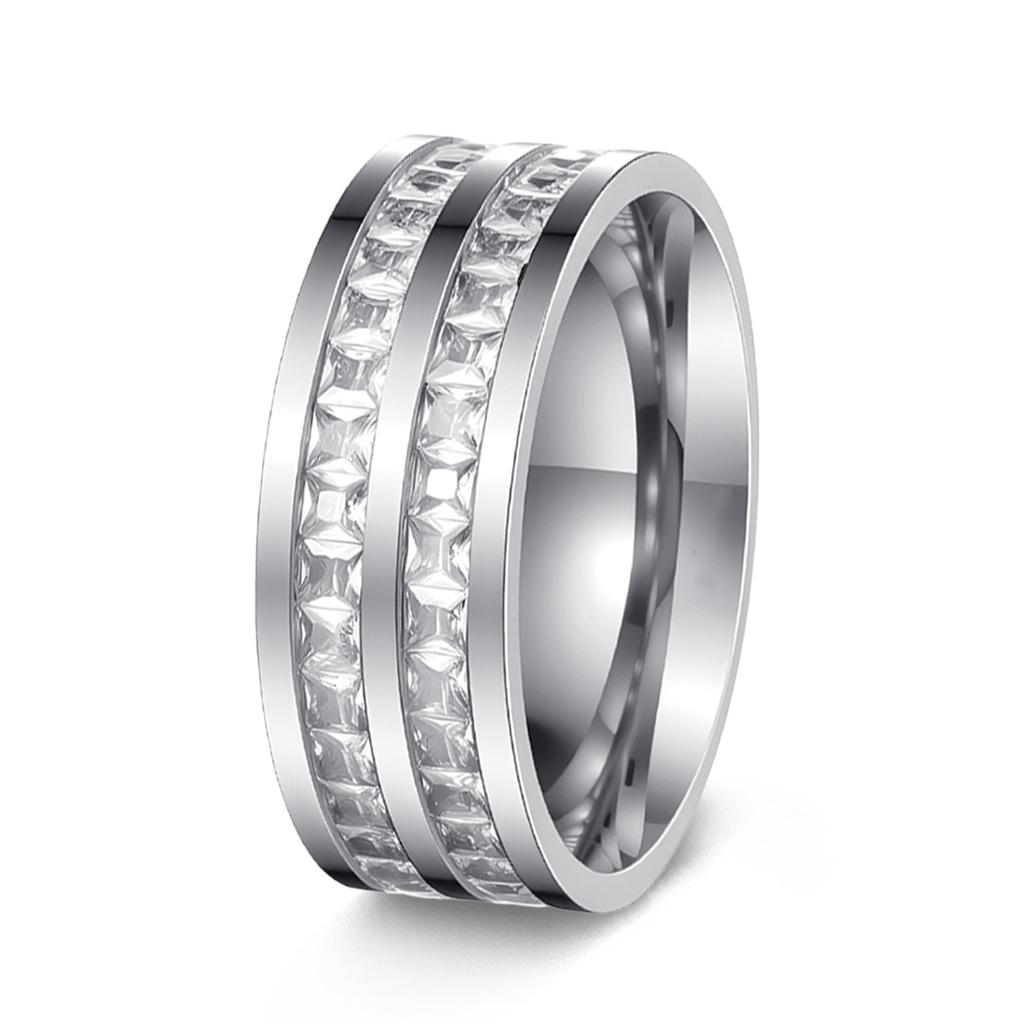 Small Square Zirconia Titanium Steel Baby's Breath Ring Popular Jewelry Fashion Ring