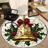 1pc Christmas Bell Office Round Area Rug, Indoor Mat Suitable ForOffice, Under Office Chairs Bedroom Living Room Home Decor, Room Deco D167