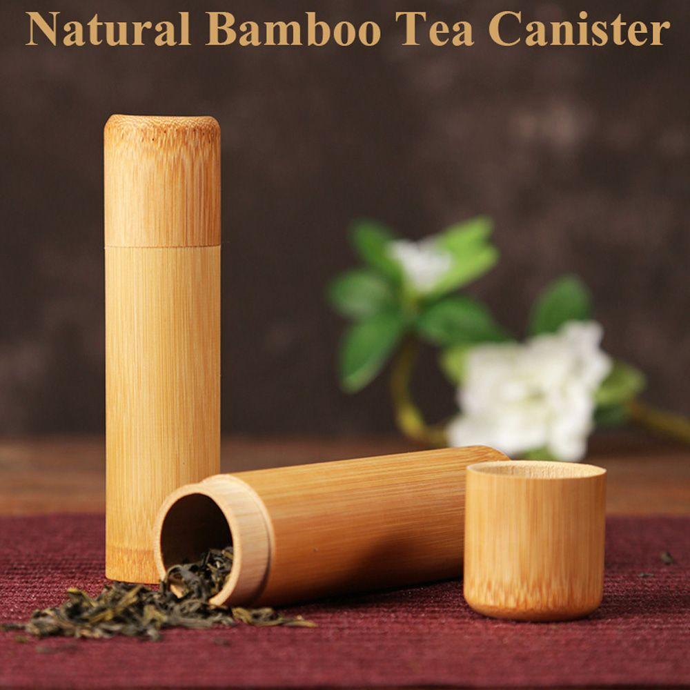 Tubes Round With Lid Handmade Bamboo Bottle Storage Box Tea Canister Organizer Container
