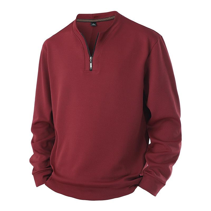 Men Long Sleeve Crew Neck Half Zip Loose Fit Casual Sweatshirt