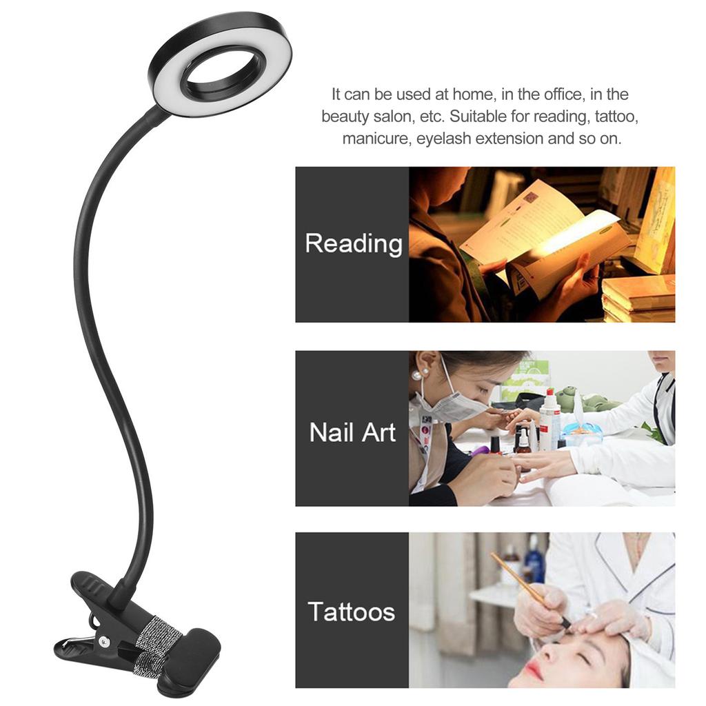 Clip-on Desk Lamp for Tattoo Nail Art Reading Beauty Makeup Table Lamp Reading Lamp Eye Protection