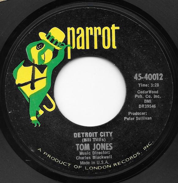 7-дюймовая пластинка TOM JONES Detroit City 4540012 PARROT 1967 США Рок Б/у