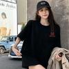 Black Cotton Short-sleeved T-shirt Women's 2025 Summer New Design Loose and Thin Unique Top