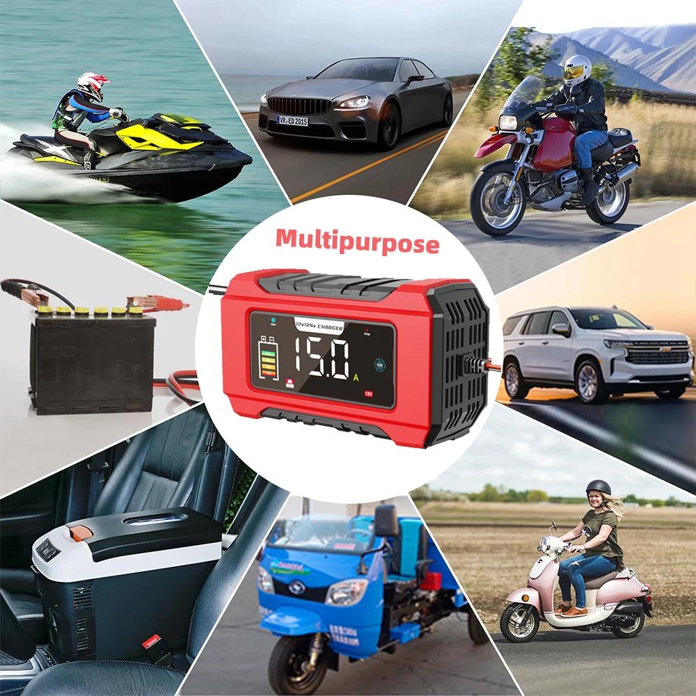 12 В-24 В зарядное устройство для автомобильного мотоциклетного аккумулятора, импульсное зарядное устройство для ремонта 15 А/8 А для ремонта автомобильного мотоциклетного аккумулятора Auto MotoAGM GE LiFePo4