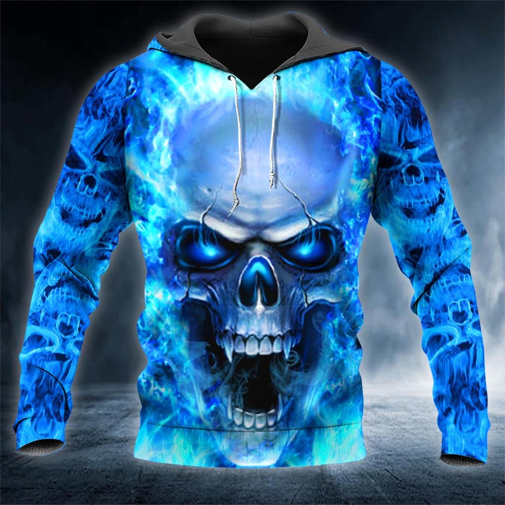 Hoodie Men Punk Skull 3D Print Fashion Skeletor Y2k Graphic Casual Goth Streetwear Long Sleeve Pullover Spring Autumn Oversized Top
