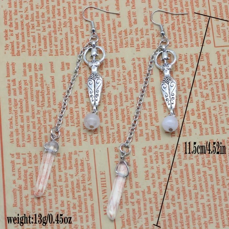 Angel Halo Goddess Chain Design With Natural Stone Decor Dangle Earrings Alloy Jewelry Elegant Style Reiki Energy Accessories