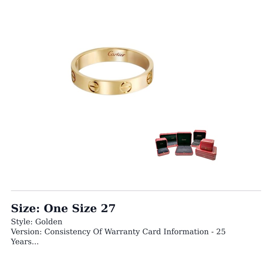 Cartier ЛЮБОВЬ 18-каратные золотые кольца Унисекс Золото B4085000