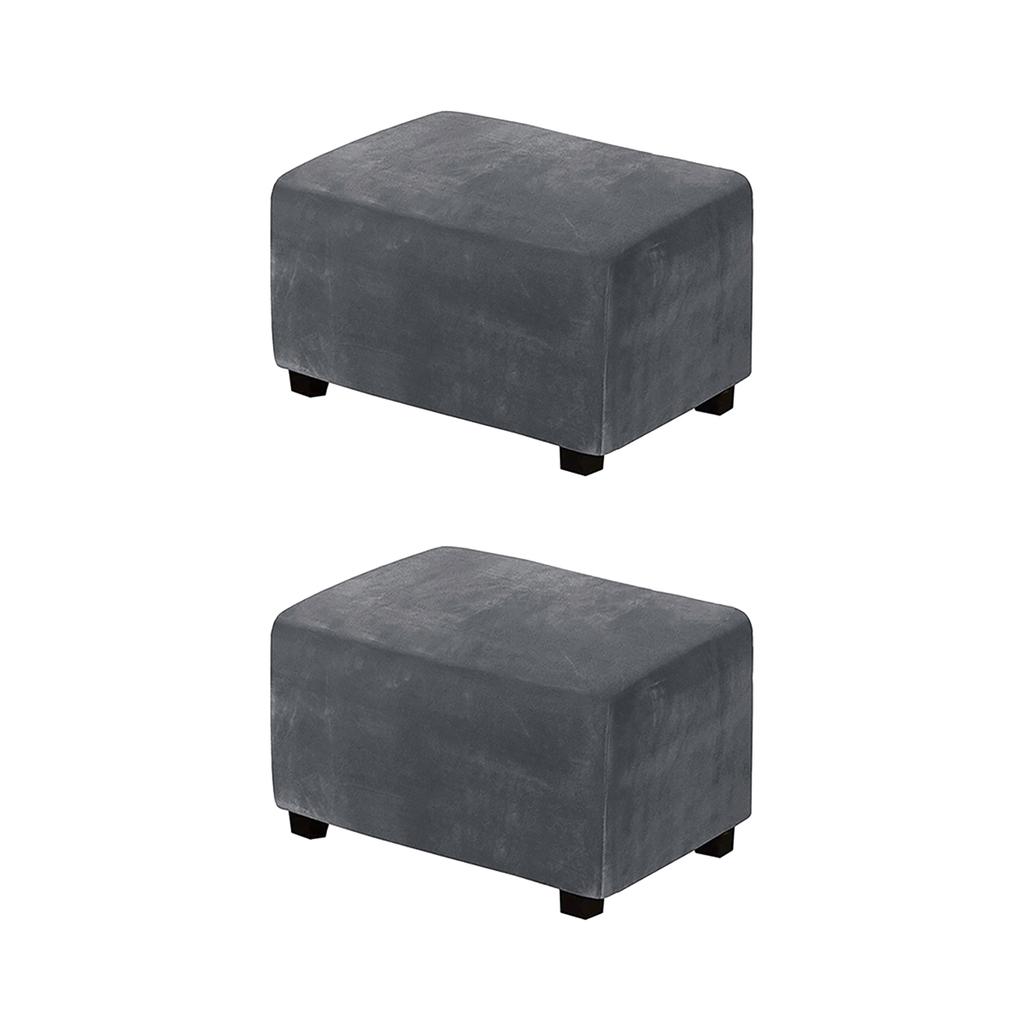 Бархатный чехол для пуфика Эластичный Квадратный Прямоугольный Чехол для табурета для ног Всевключающий Однотонный Чехол для диванной подставки для ног для гостиной