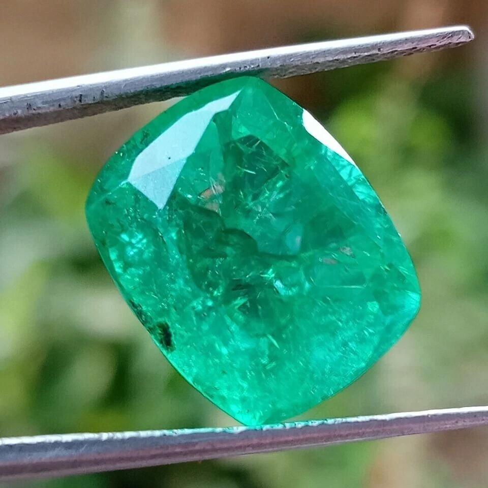 12-14 Ct Natural Emerald A+ Colombian Green Cushion Cut Beautiful Gemstone