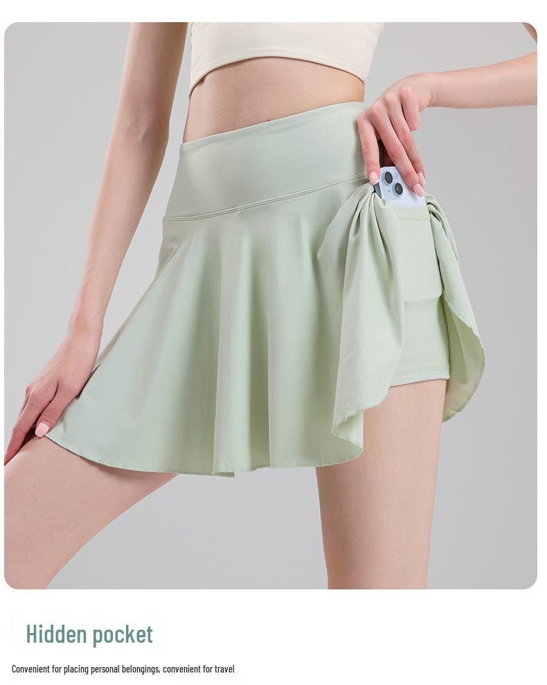 Women's High Waist Pleated Tennis Skirt - 2024 Summer Yoga Fitness Skort for Running, Anti-Exposure Design