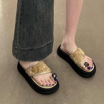 2025 лето новый модный удобный повседневный шлепанцы на толстой подошве с высокой платформой и открытым носком женские сандалии женские сандалии прилив