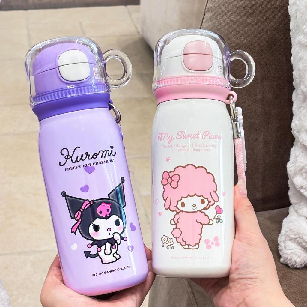 Детская термокружка Sanrio из нержавеющей стали с мультяшным дизайном - Милая, Портативная, с дизайном для прямого питья
