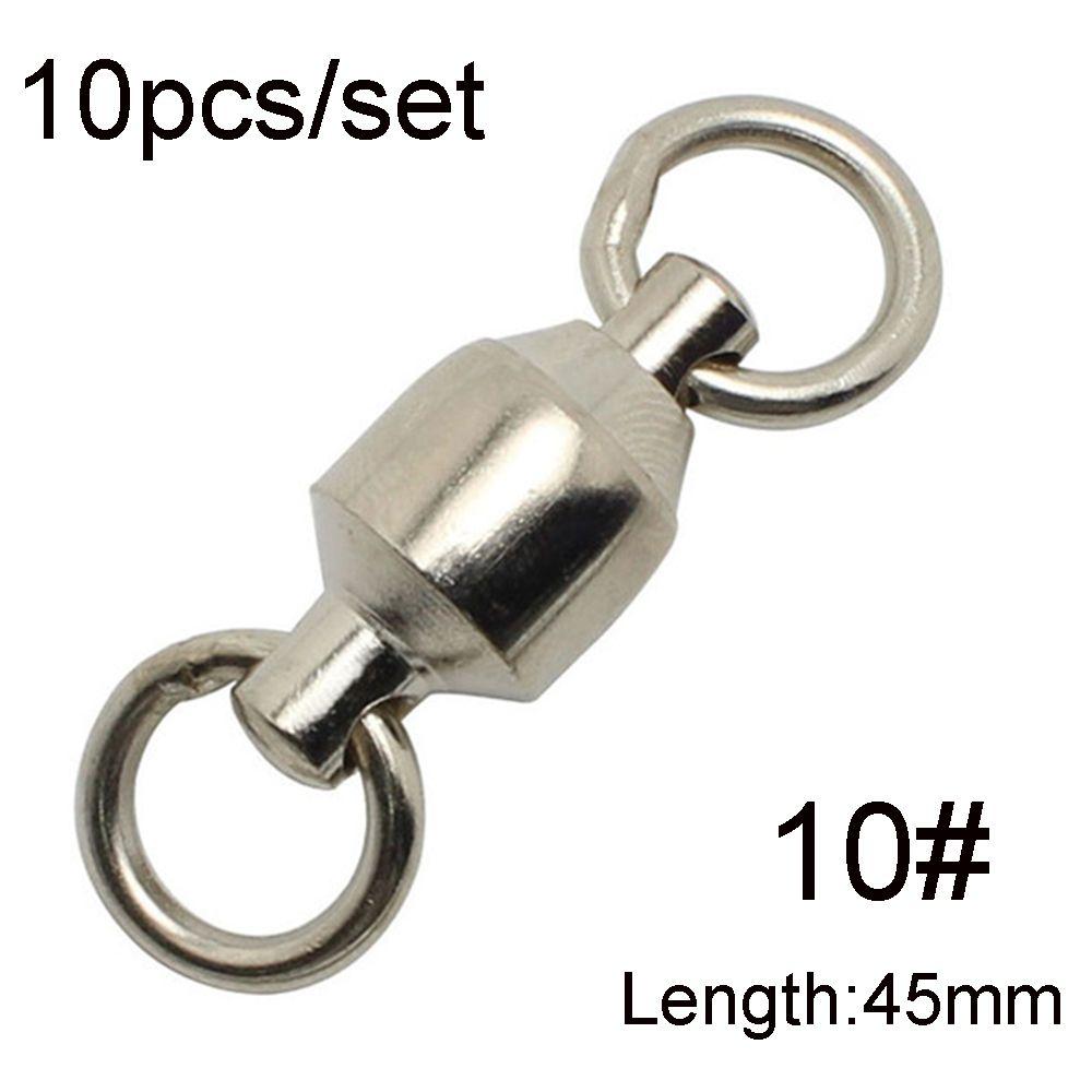 10# Stainless Steel Fishing Rolling Swivel Connector Heavy Duty Ball Solid Ring Bearing Barrel