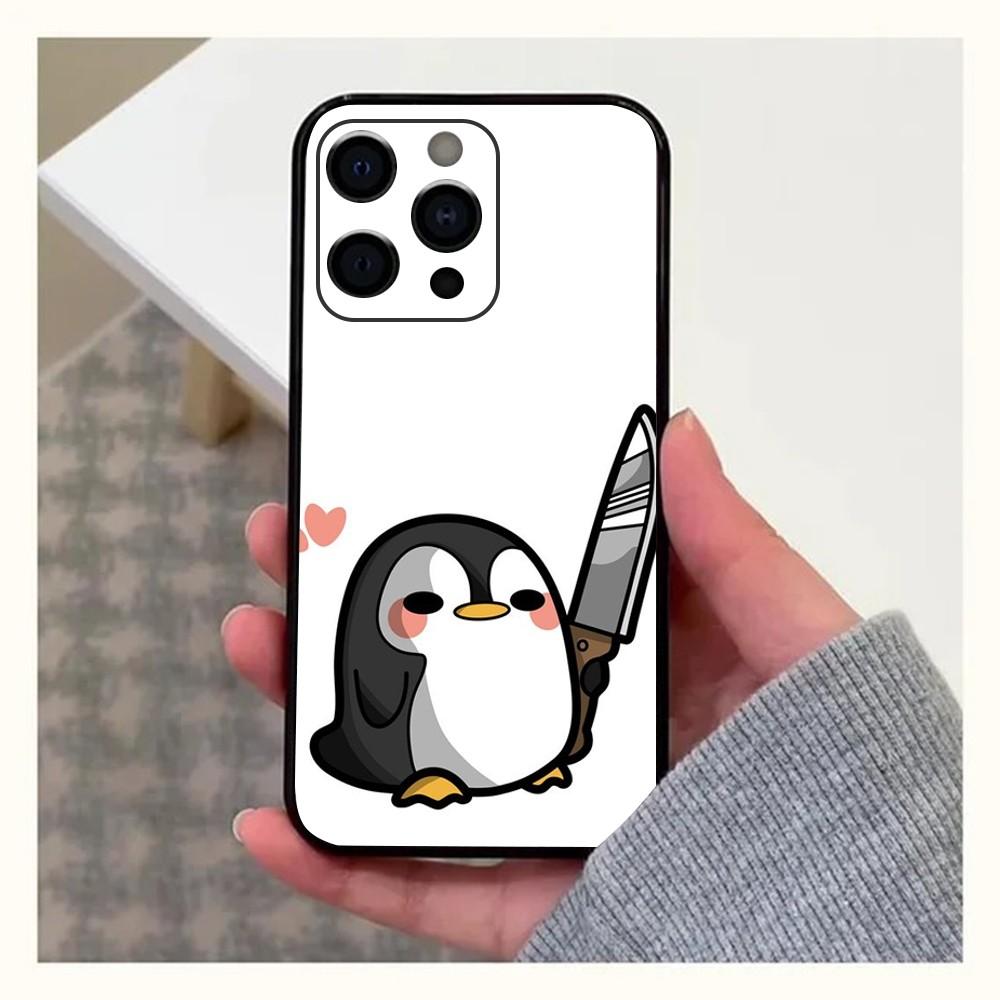 Пингвин Кавай Милый Мультяшный Чехол Для Телефона Для Apple iPhone 15,14,13,12,11,Pro,X,XS,Max,XR,Plus,Mini Мягкий Черный Чехол
