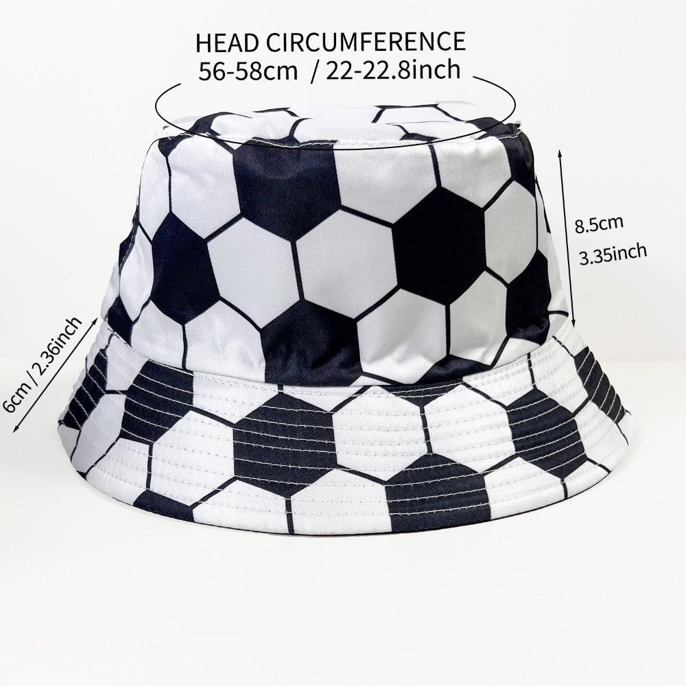 Korean Style Soccer Pattern Bucket Cap Breathable Folding Sunscreen Basin Cap Polyester Wide Brimmed Football Fisherman Hat