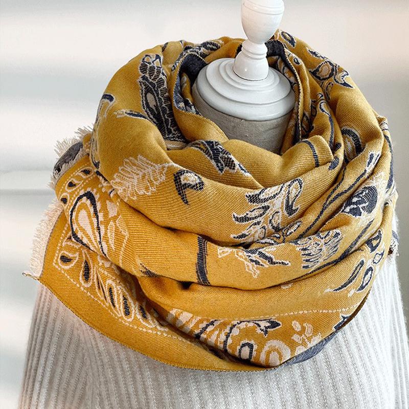 Теплый шарф из искусственного кашемира, женский зимний толстый шаль с кисточками