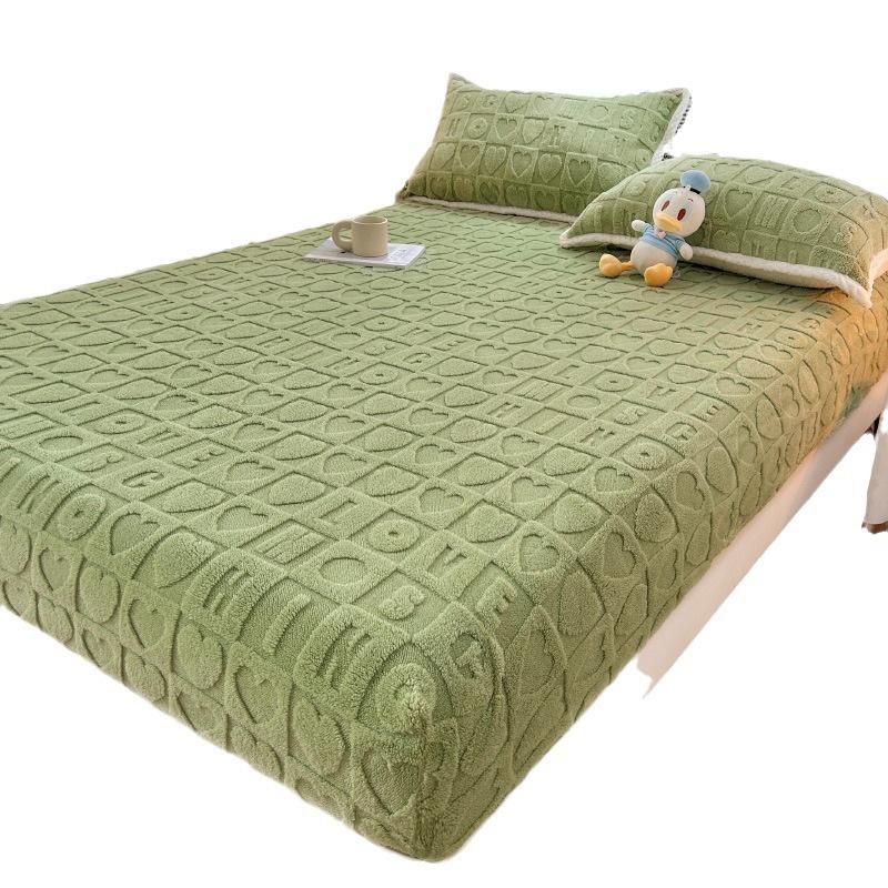 2025 Plush Bed Sheet Bed Linen Sheet Velvet Bedsheet 3D Letter Love Mattress Cover Adjustable Elastic Fitted Sheet