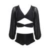 Short open-button V-neck swimsuit split long-sleeved bikini niche premium high-waisted and thin hot spring vacation swimsuit
