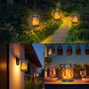 Outdoor Solar Flickering Flame Lights Waterproof Hanging Lanterns Flame Effect Garden Ornaments for Patio Yard Pathway Decor