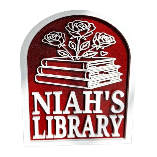 Персонализированная табличка для библиотеки 3D Книжная полка Декор для книжного магазина для домашней библиотеки или уголка для чтения Книжные подарки для книголюбов Читательниц Студентов