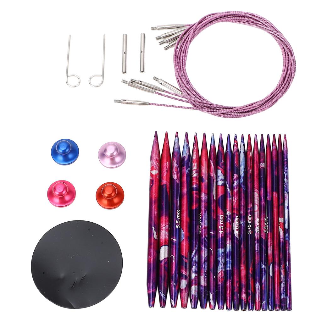 Набор круговых спиц для вязания, съемный, длина 10 см, 9 пар, алюминиевые круговые спицы 3,0–6,0 мм