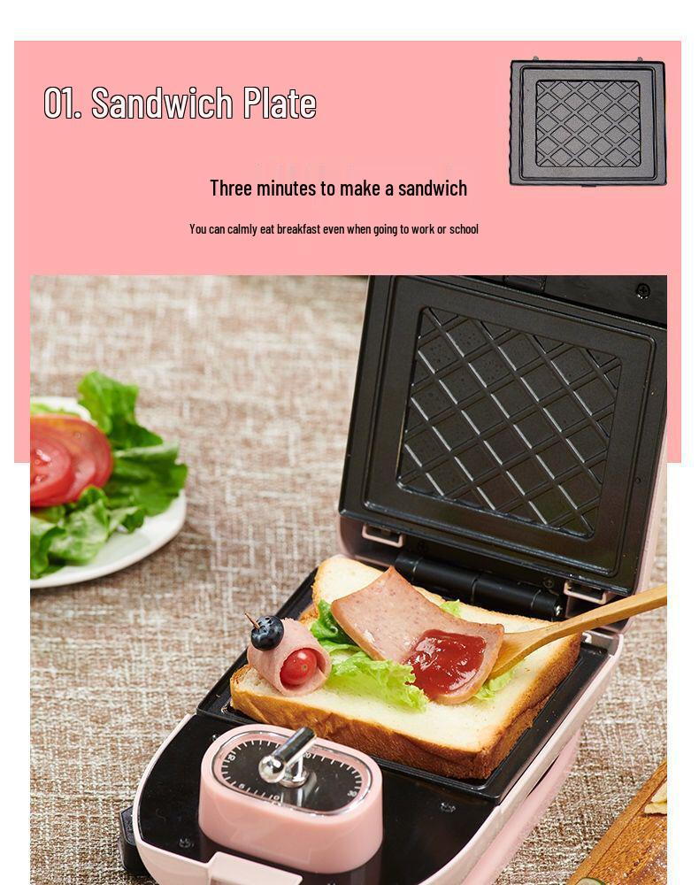 Multi-Function Breakfast Maker: Sandwich, Toast, Waffle, and Egg Cooker