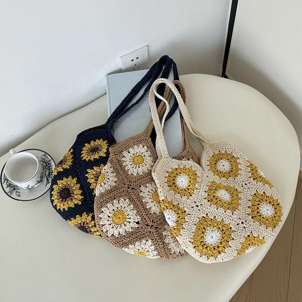 Leisure Boho Shoulder Bag Handmade Women's Tote Bag Fashion Crochet Knit Bag Summer