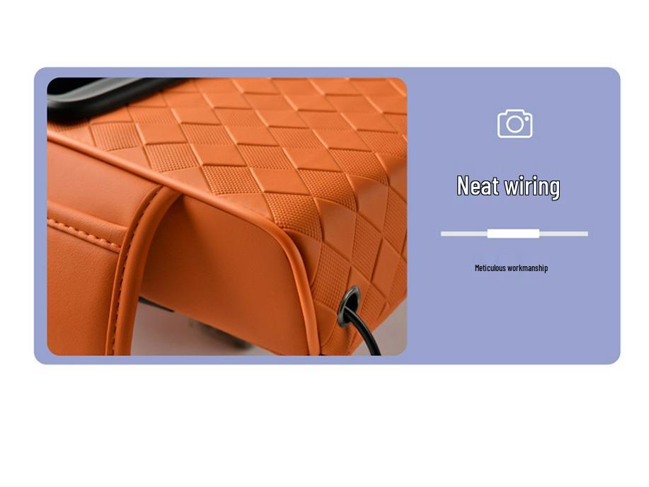 Ромбовидный зарядный подлокотник для автомобиля с кожей наппа, двойным подстаканником, хранилищем и коробкой для салфеток.