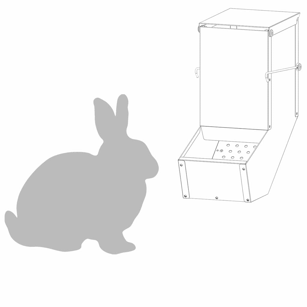 Rabbit Feeder Silver 12.5 x 26 x 28.5 cm Galvanized Steel