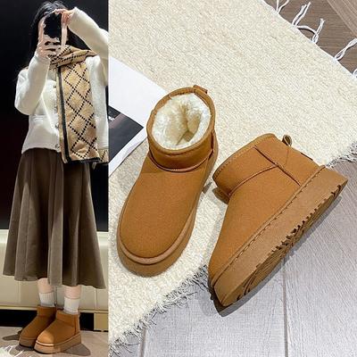 Новые укороченные утепленные зимние ботинки для женщин, увеличивающие рост, противоскользящие и водонепроницаемые хлопковые ботинки больших размеров