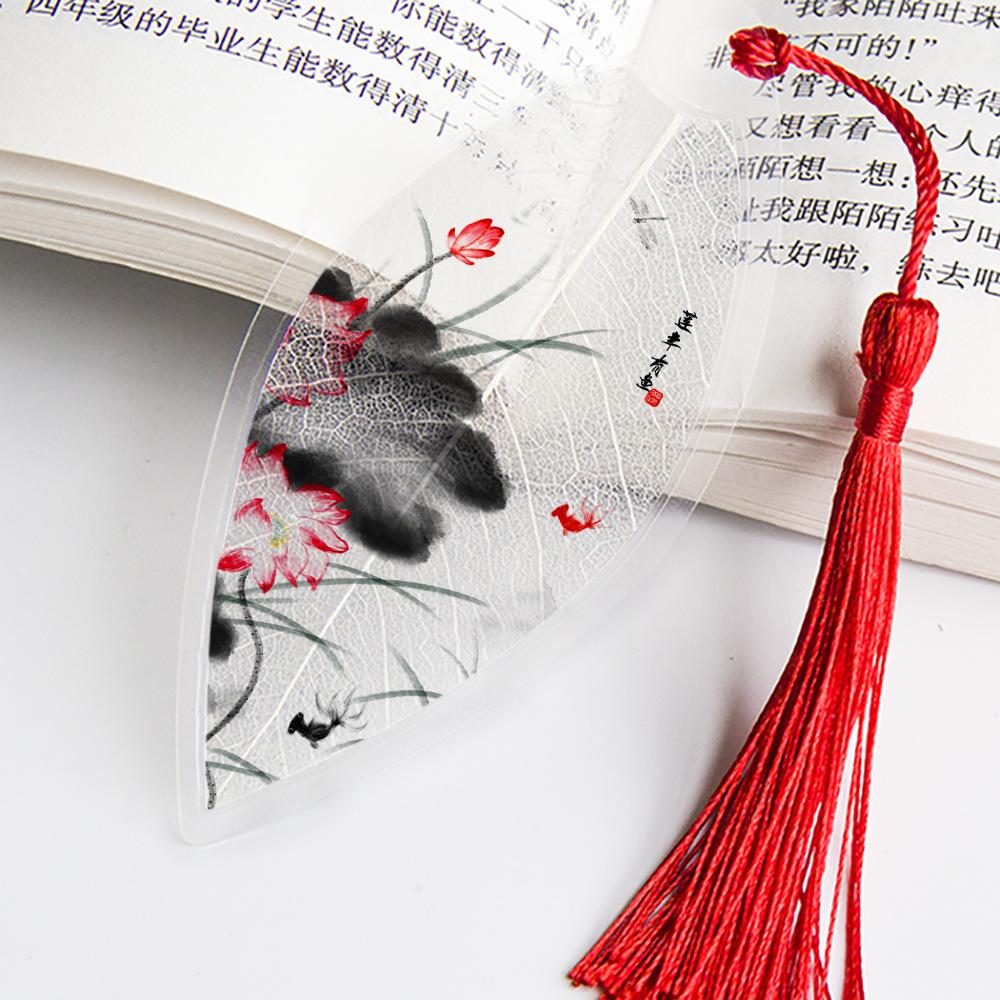 1 шт., милые классические креативные закладки, китайский ветер, натуральные коллекционные предметы, закладки с листьями и жилами, креативные канцелярские принадлежности