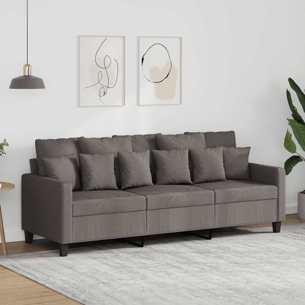 Vidaxl Sofa 3-Osobowa, Kolor Taupe, 180 Cm, Tapicerowana Tkaniną