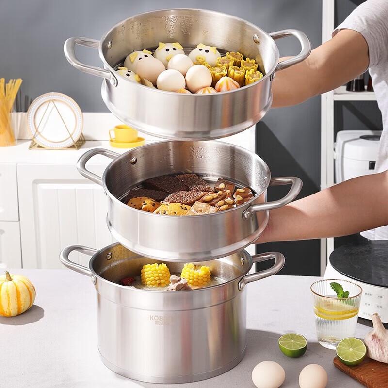 KOBACH 3-Tier 304 Stainless Steel Steamer Pot