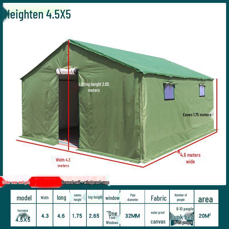 Heavy-Duty Canvas Tent for Construction, Emergency, and Disaster Relief - Rainproof, Cold Protection, Insulated for Warmth