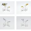 Deer Figurine for Home Decor 3 Pcs Mini Figurines, Cute Woodland Animal Decoration, Miniature Ornament Set Reindeer Statues Fairy Gardens, Cake