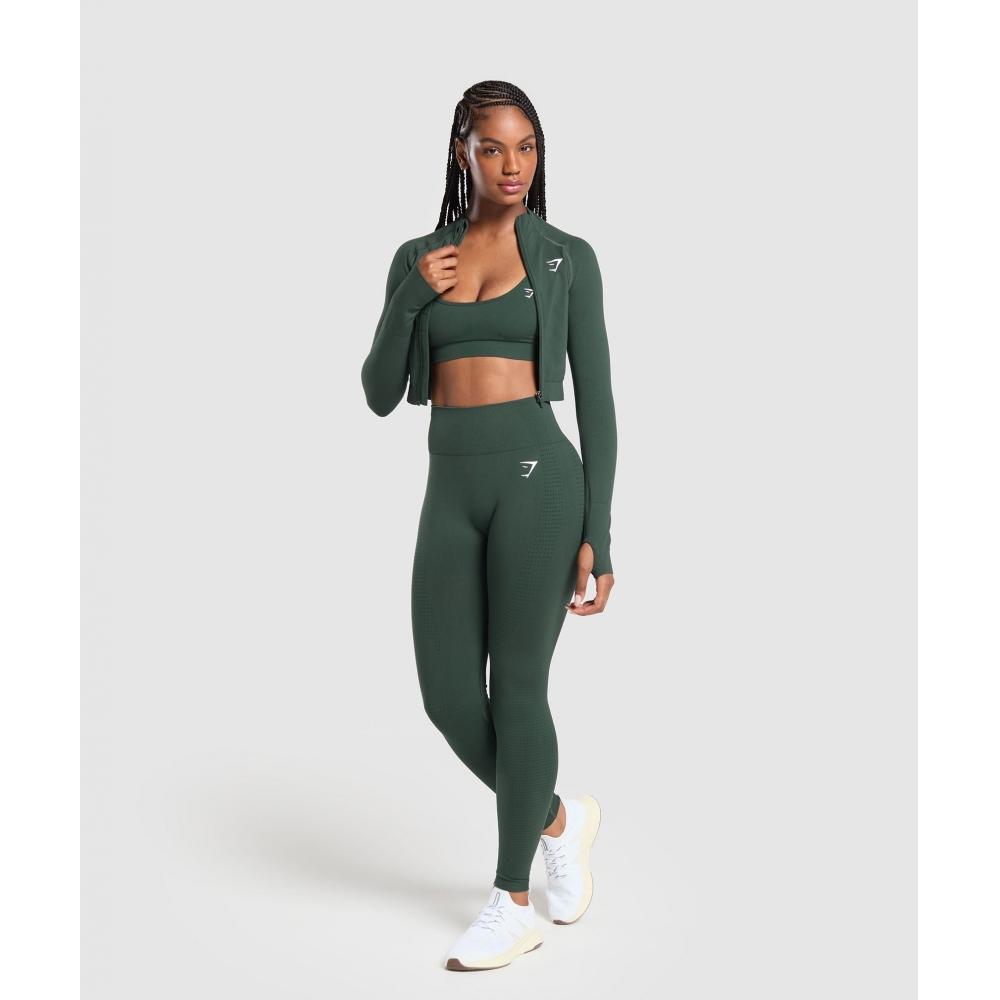 Gymshark Куртка Vital Seamless 2.0 Midi Zip Up Woodland Green Marl B5a9q Ebtf