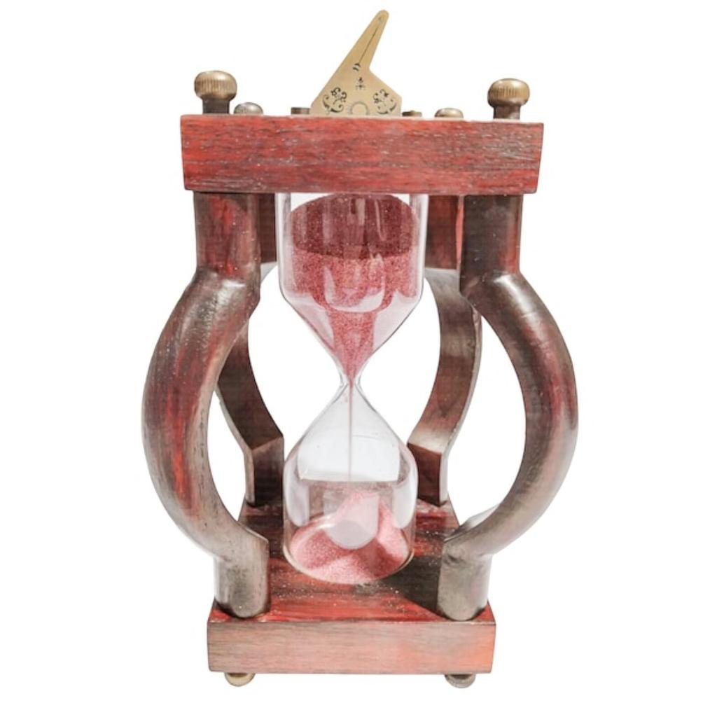 Personalized 10 Min Wooden Sand Timer Hourglass Timer with Sundial(Square Base, Pink)- Wooden Home Decoration, Christmas Decor