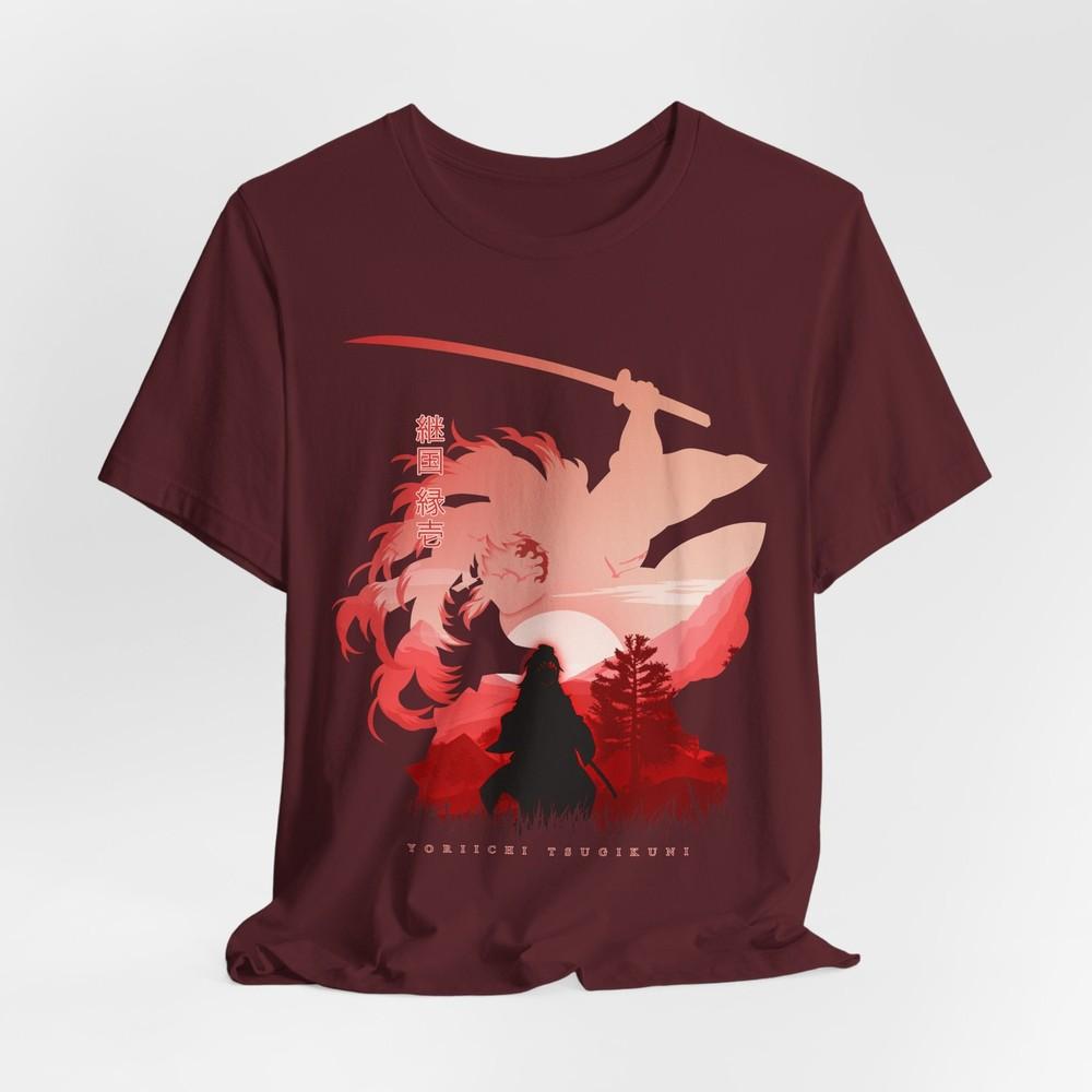 Футболка Demon Slayer, Футболка с силуэтом Ёриичи Цугикуни, Подарок с аниме-артом, Японский