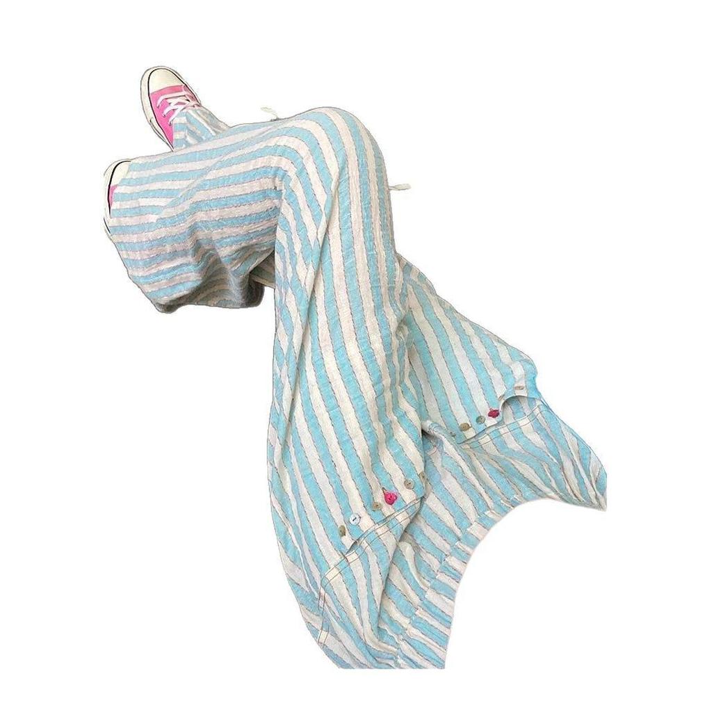 Женские полосатые брюки для отдыха с высокой посадкой: Летняя повседневная одежда для сна больших размеров 2025