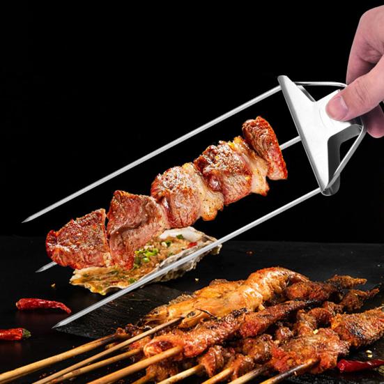 Barbecue Fork Three Prong Food Grade Heat-resistant Great Strength No Deformation Barbecue Stainless Steel Meat Vegetable Barbecue